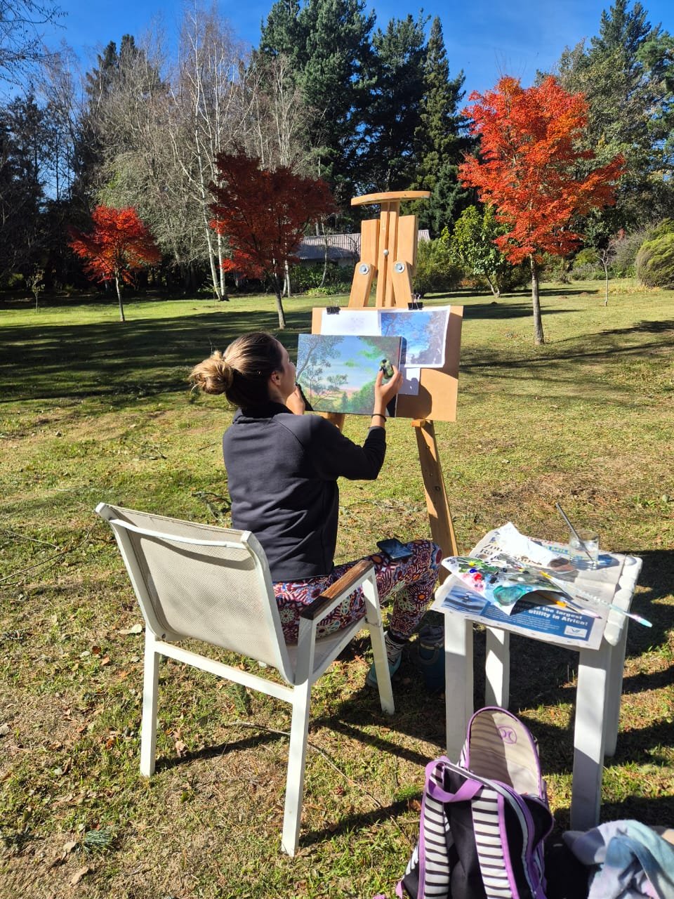 Painting the autumn maples in the Maylodge garden